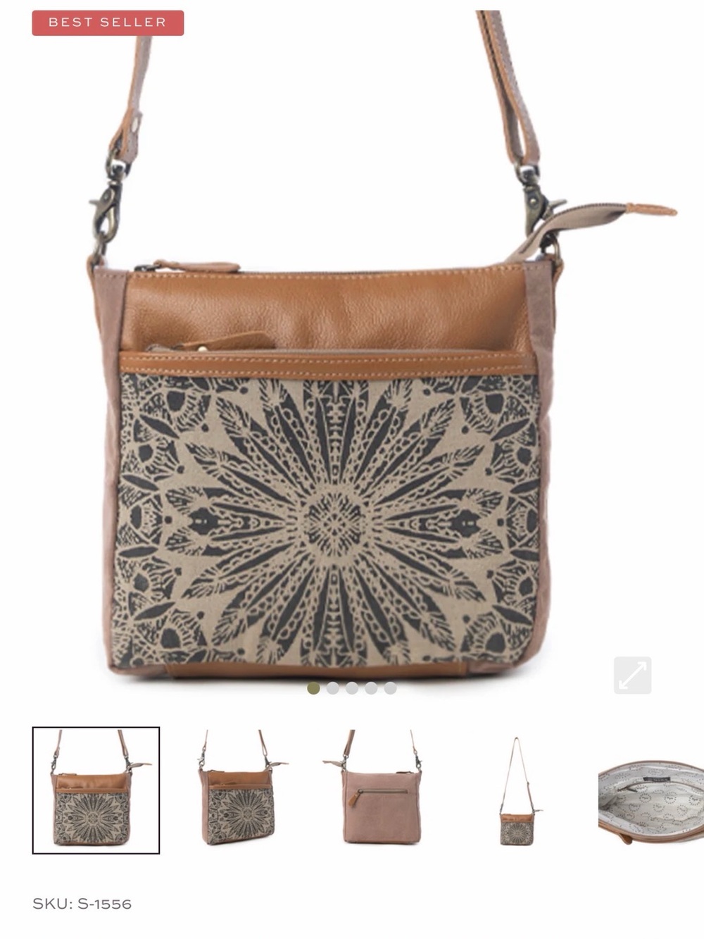 TAN & BEIGE Floral Crossbody Bag - Women's Shoulder Purse